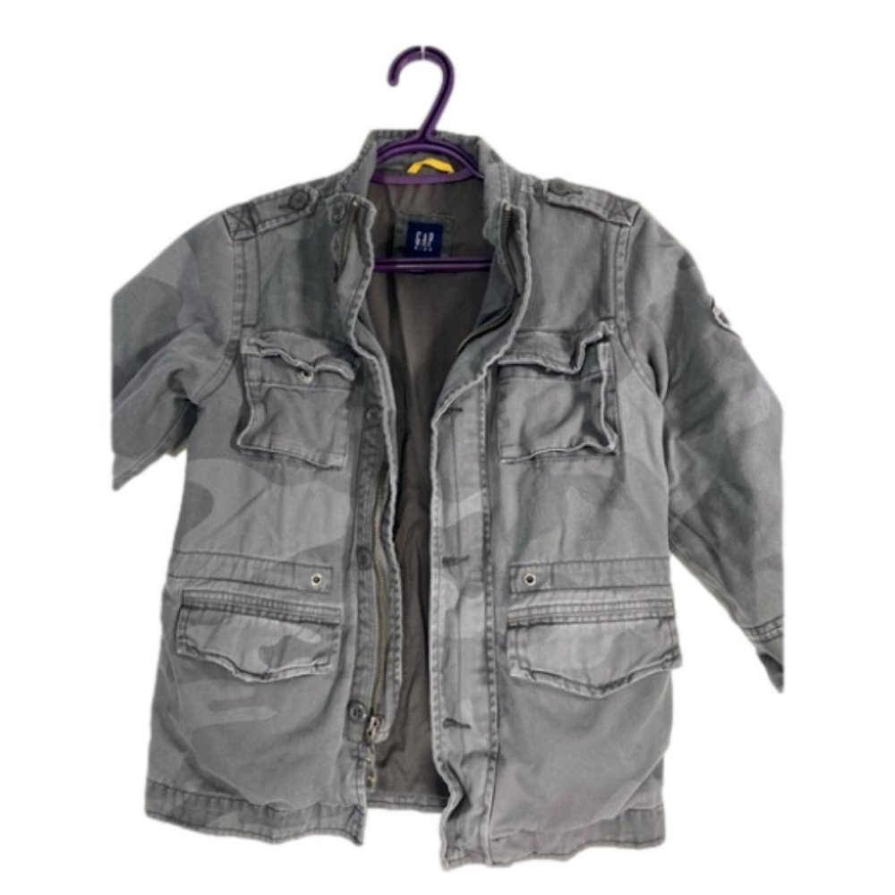 Kids GAP 6-7 camouflage military style utility jacket with cargo pockets